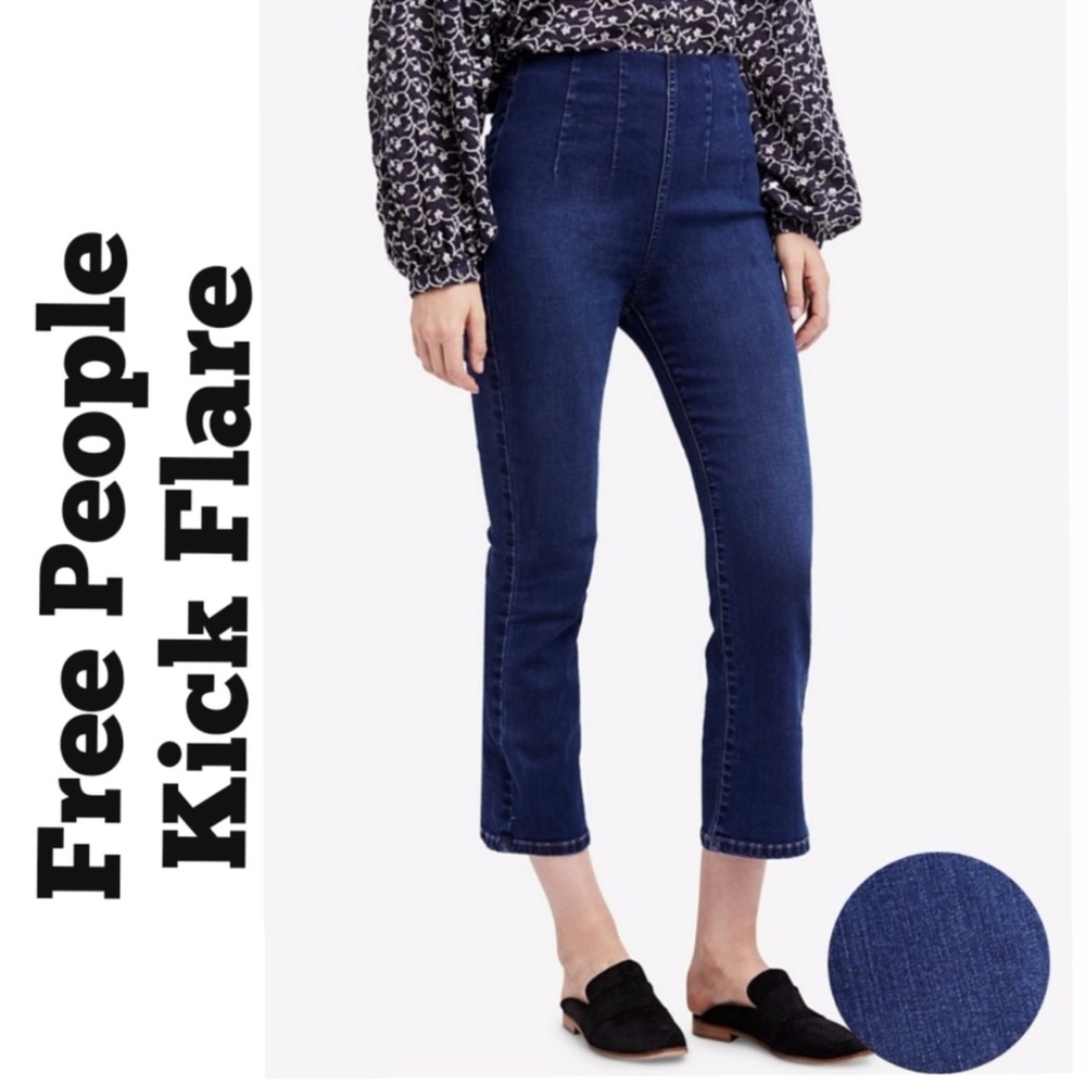 Free People Manhattan Beach Extra High Rise Cropped Jeans Medium Wash Sz 25